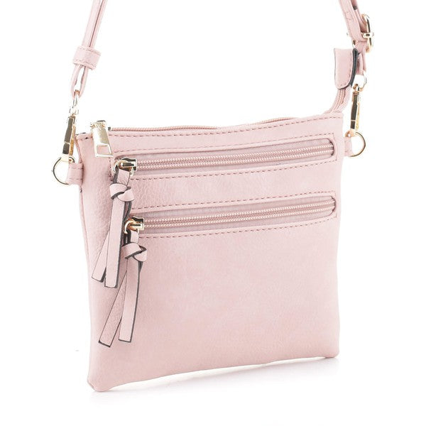 Fashion Multi Zipper Clutch Crossbody Bag