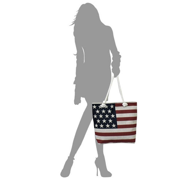 US Flag Canvas Beach Tote