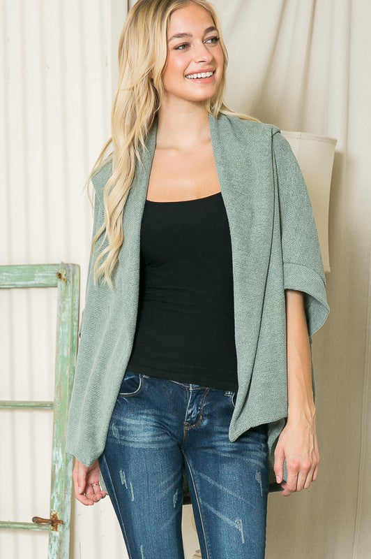 Textured Shawl Collared Sweater Cardigan