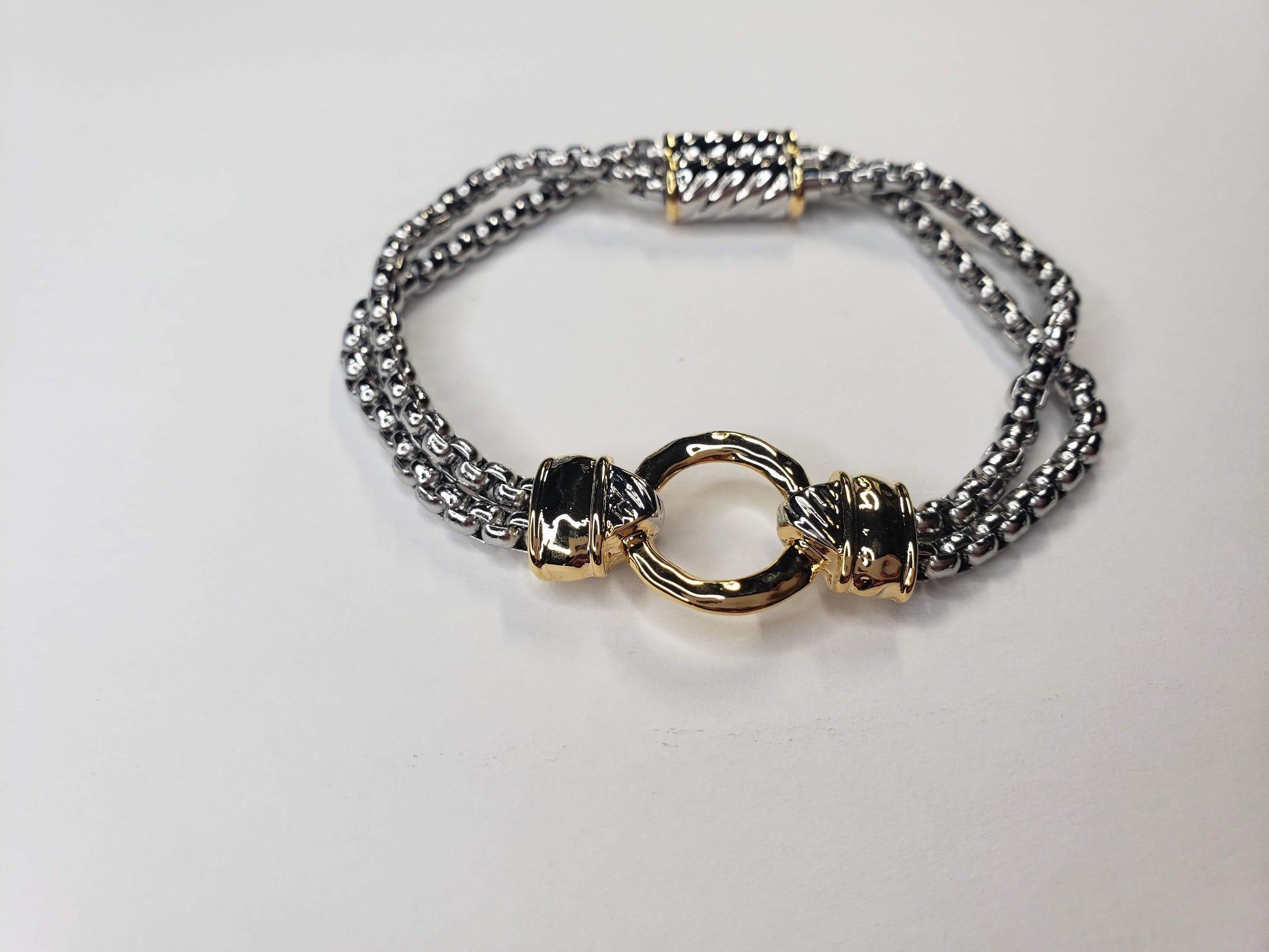 Two Tone Chain Link Bracelet - Touch Me Textures