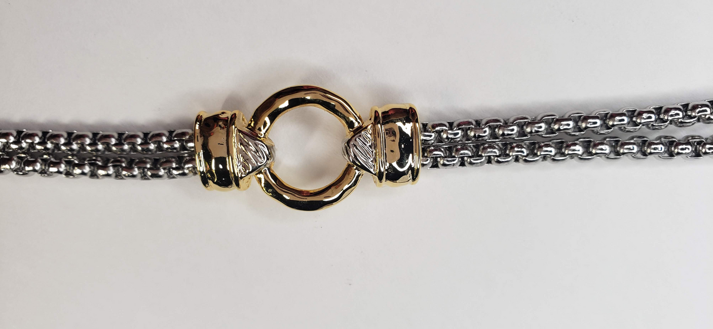 Two Tone Chain Link Bracelet - Touch Me Textures