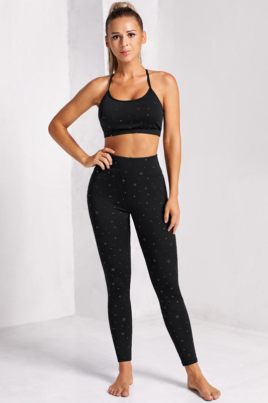 Star Print Sports Bra and Leggings Set - Touch Me Textures