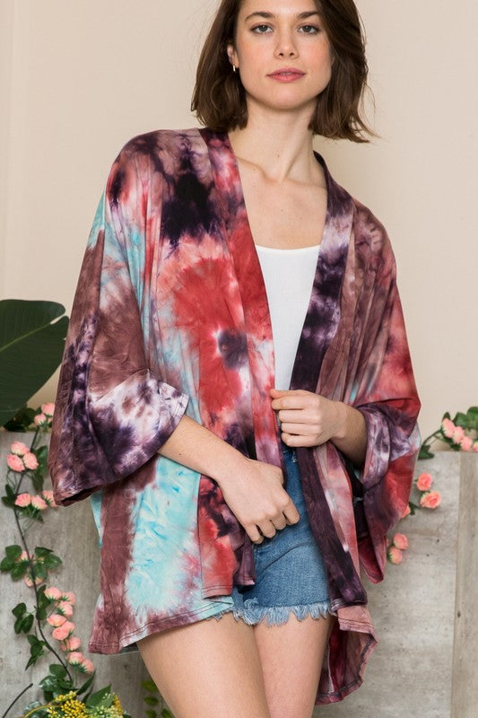 Plus Tie Dye Oversized Open Cardigan