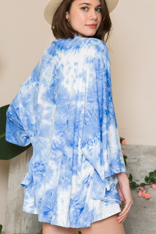 Plus Tie Dye Oversized Open Cardigan