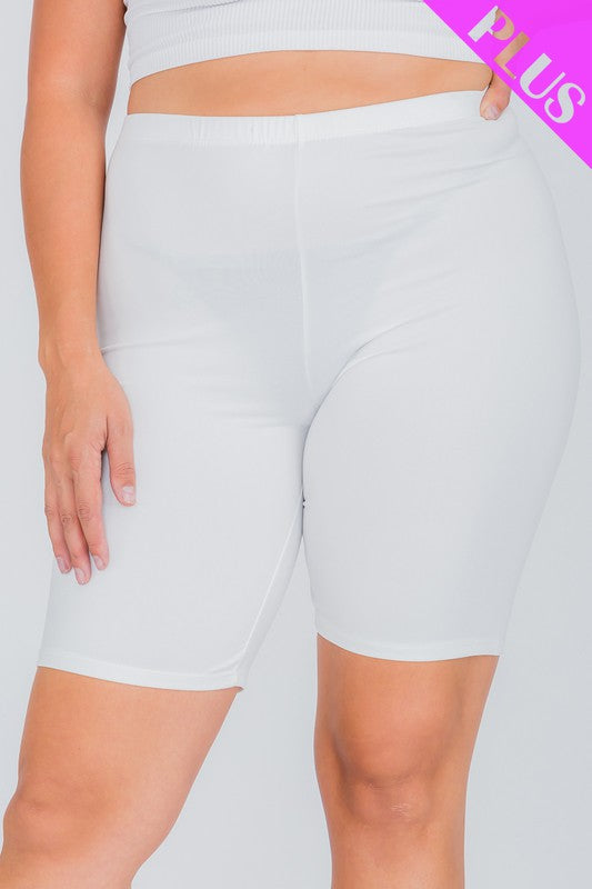 Plus Size Curvy Stretch solid Active Biker Shorts