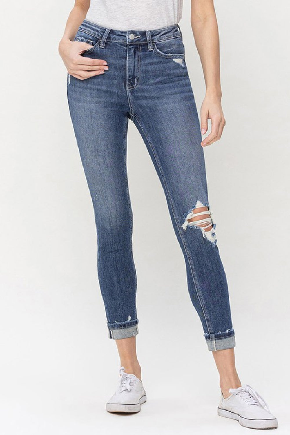 Vervet by Flying Monkey Teagan Full Size High Rise Cropped Skinny Jeans - Touch Me Textures