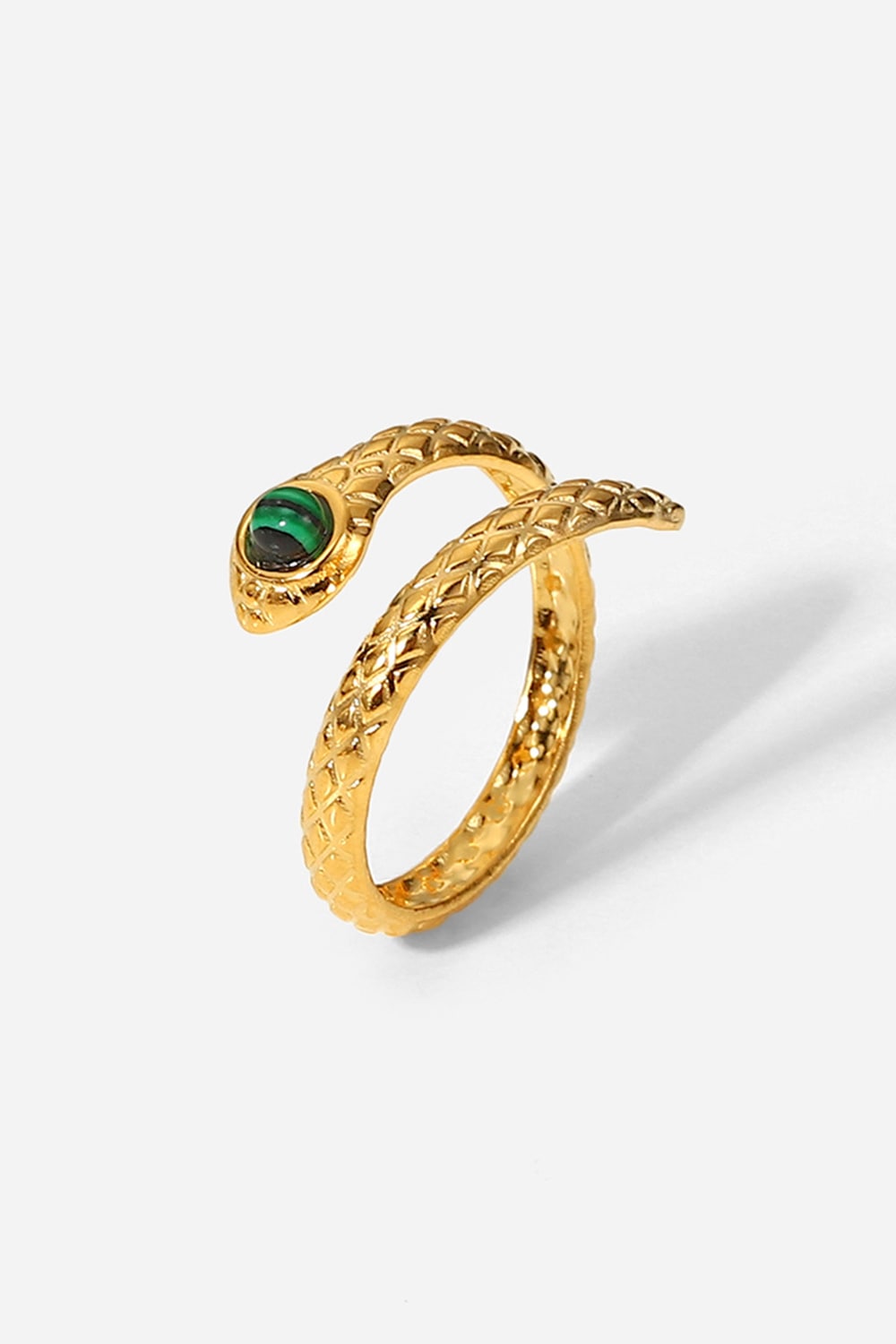 Snake Charmer Malachite Snake-Shaped Bypass Ring