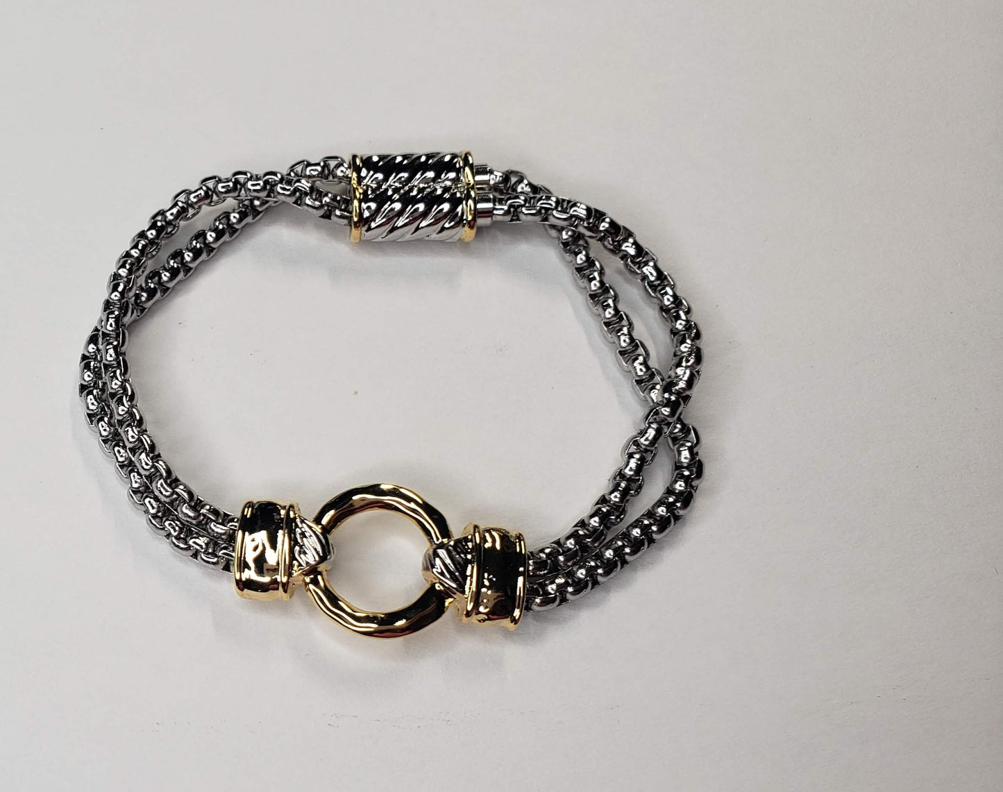 Two Tone Chain Link Bracelet - Touch Me Textures