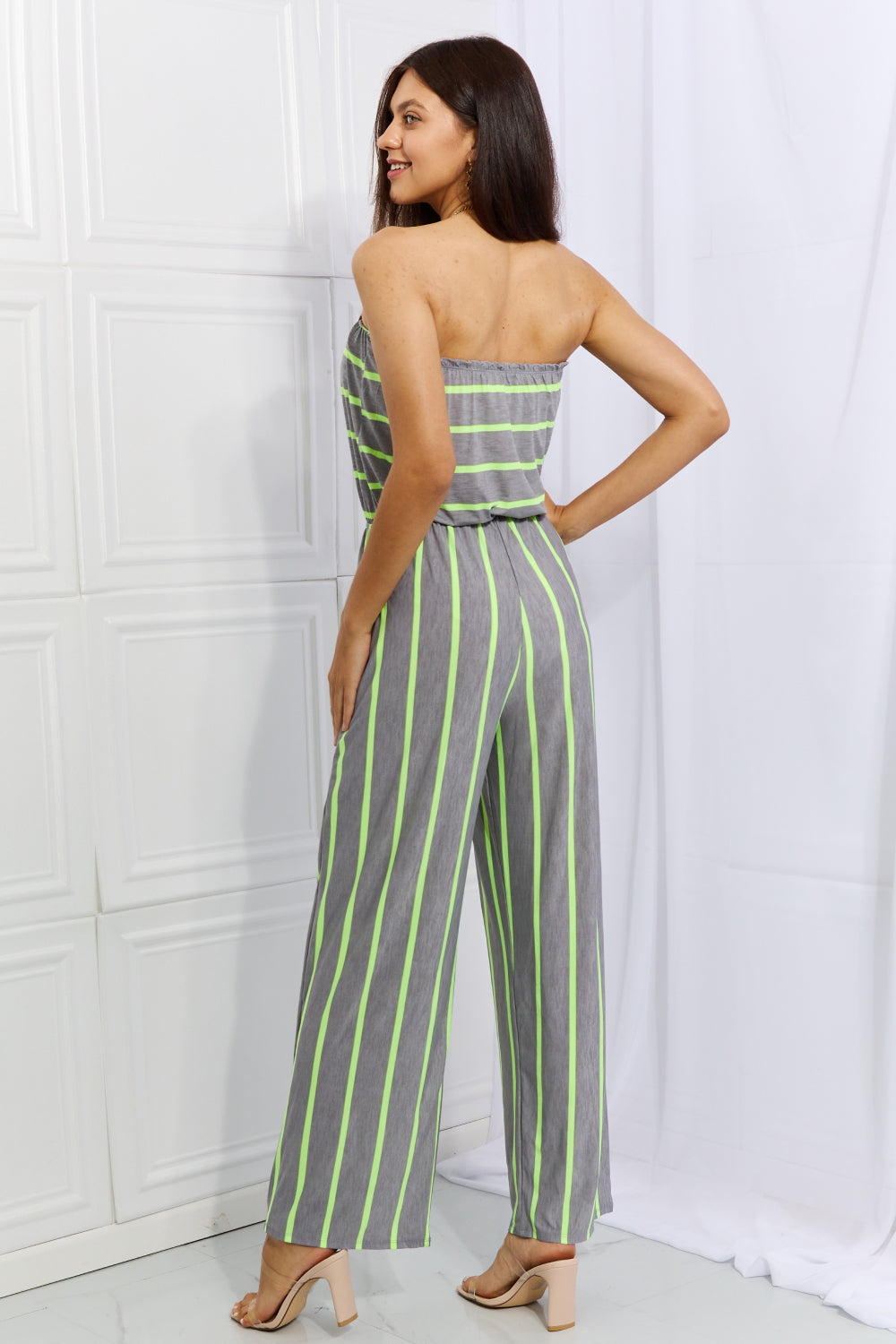 Sew In Love Pop Of Color Full Size Sleeveless Striped Jumpsuit