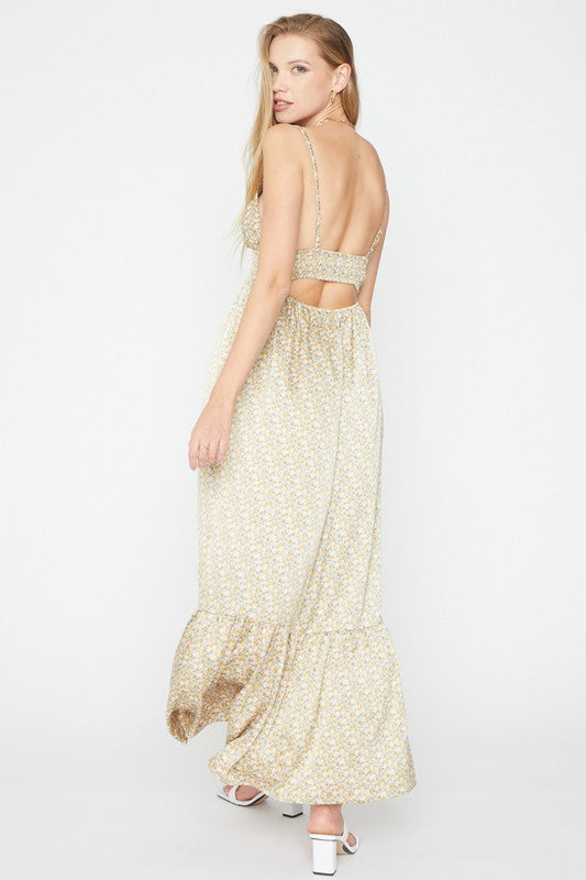 PRINTED SATIN MAXI DRESS - Touch Me Textures