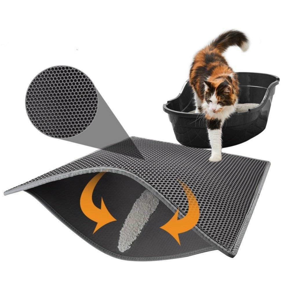 Non-Slip Pet Cat Litter Mat,  Double Layer Cat Litter Mat, Waterproof Pet Litter Cat Mat