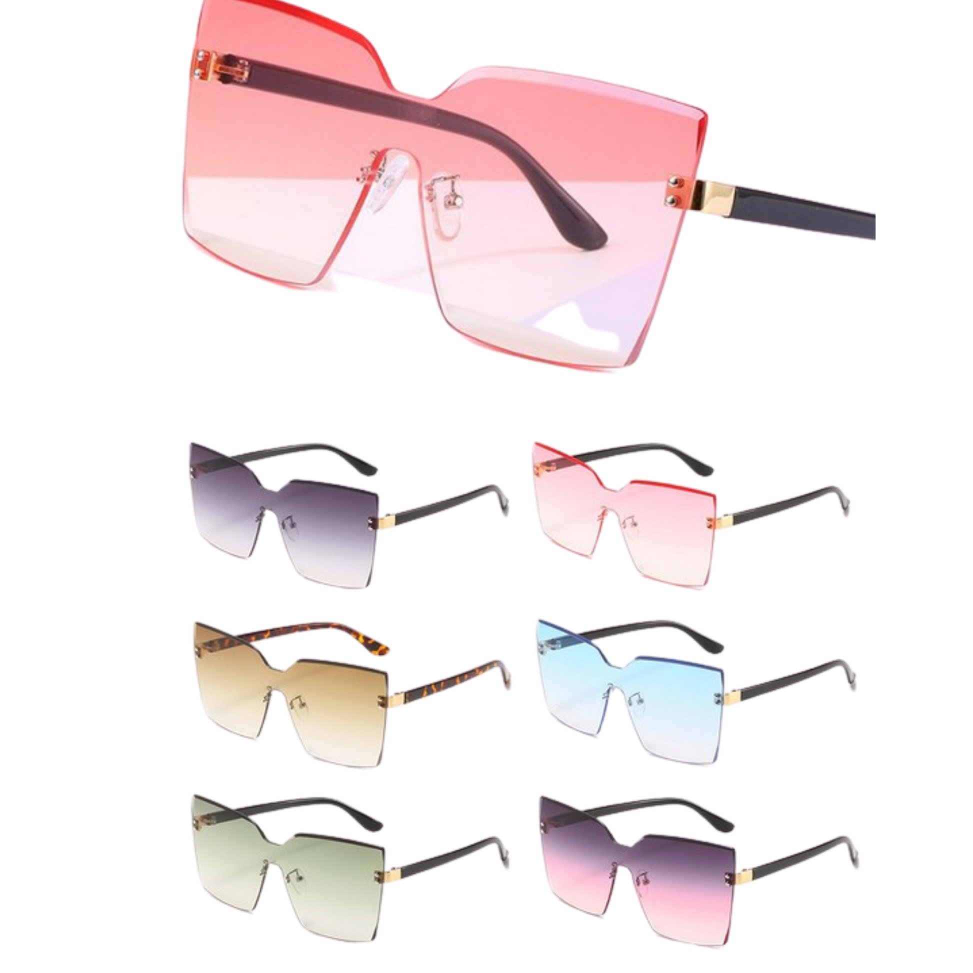 Candy Rimless Gradient Square Sunglasses - Touch Me Textures