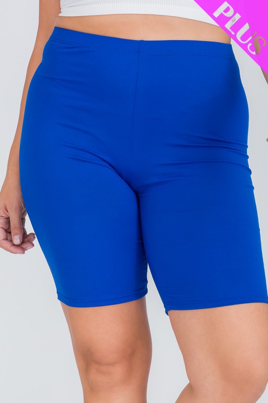 Plus Size Curvy Stretch solid Active Biker Shorts