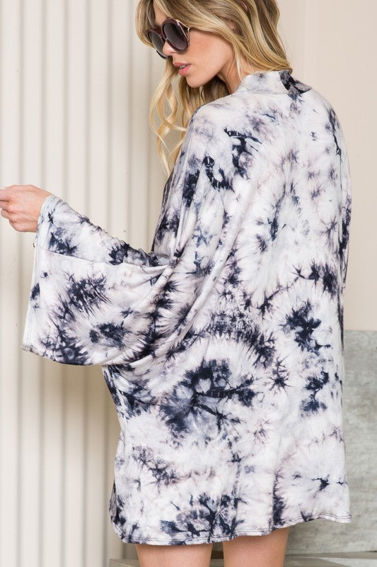 Plus Tie Dye Oversized Open Cardigan