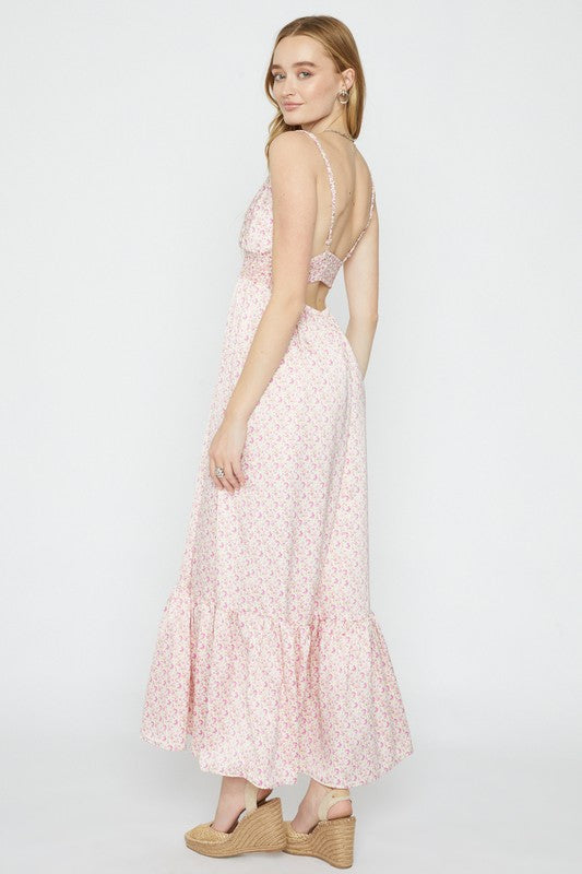 PRINTED SATIN MAXI DRESS - Touch Me Textures