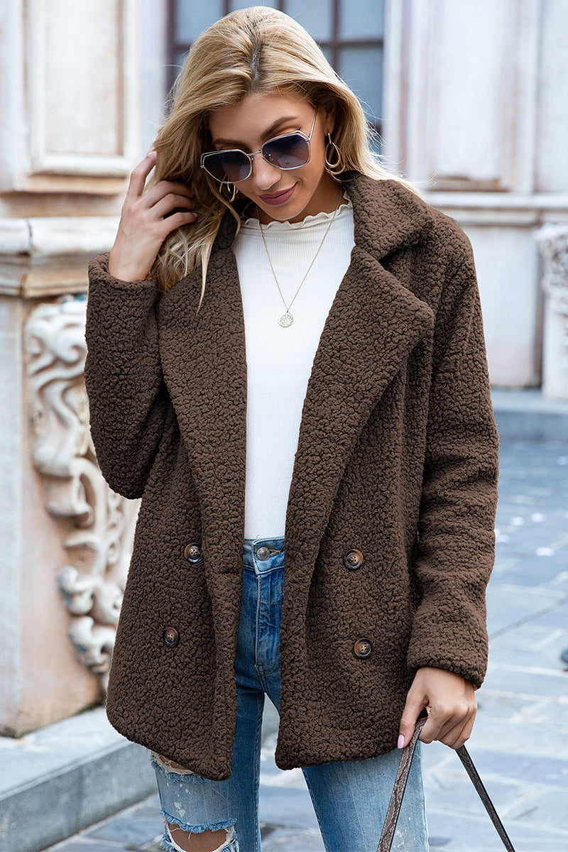 Full Size Lapel Collar Sherpa Coat