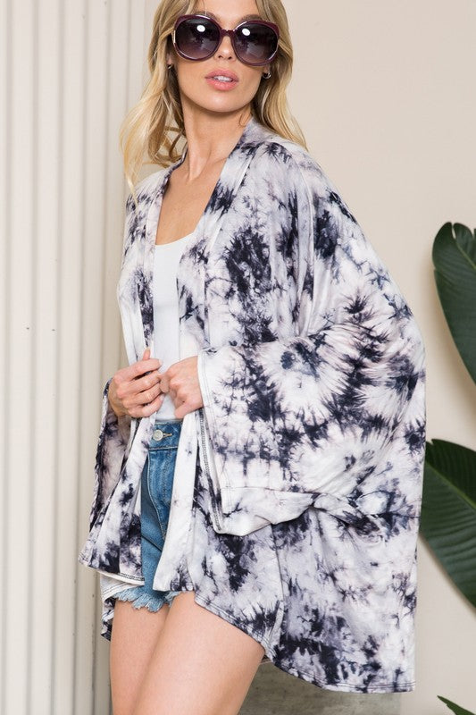 Plus Tie Dye Oversized Open Cardigan