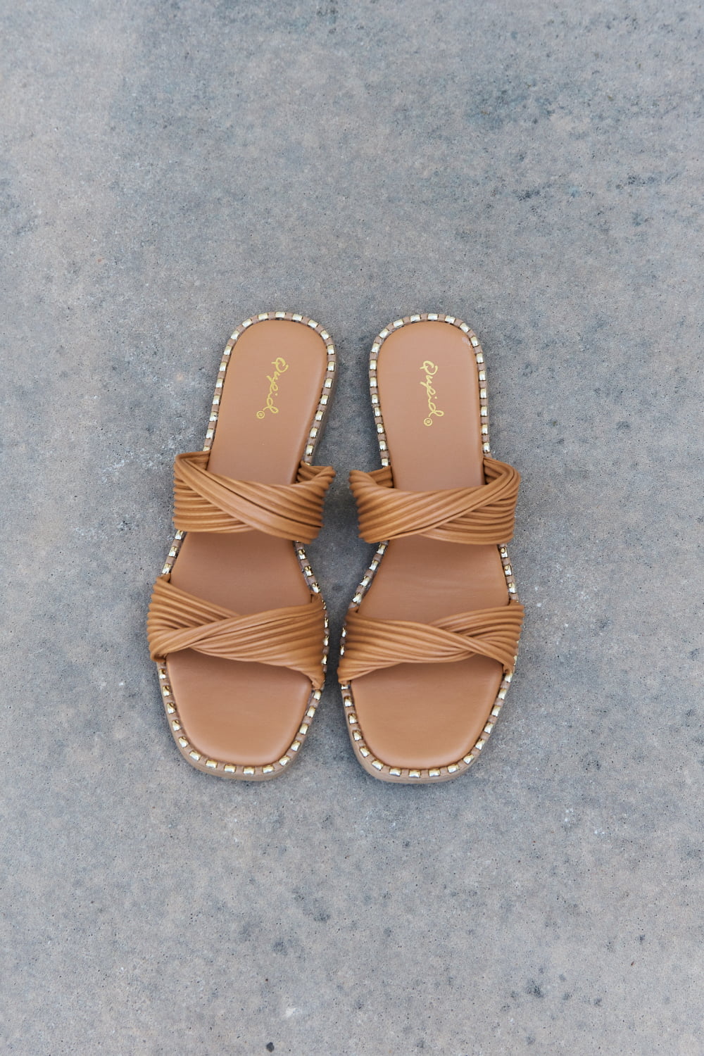 Qupid Summertime Fine Double Strap Twist Sandals - Touch Me Textures