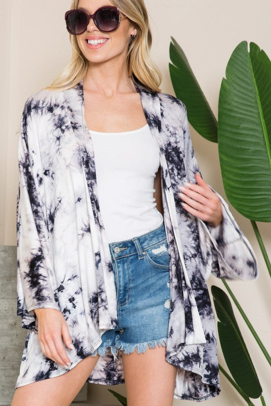 Plus Tie Dye Oversized Open Cardigan