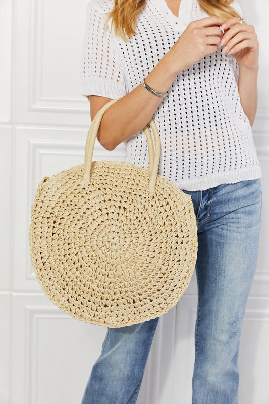 Justin Taylor Beach Date Straw Rattan Handbag in Ivory - Touch Me Textures