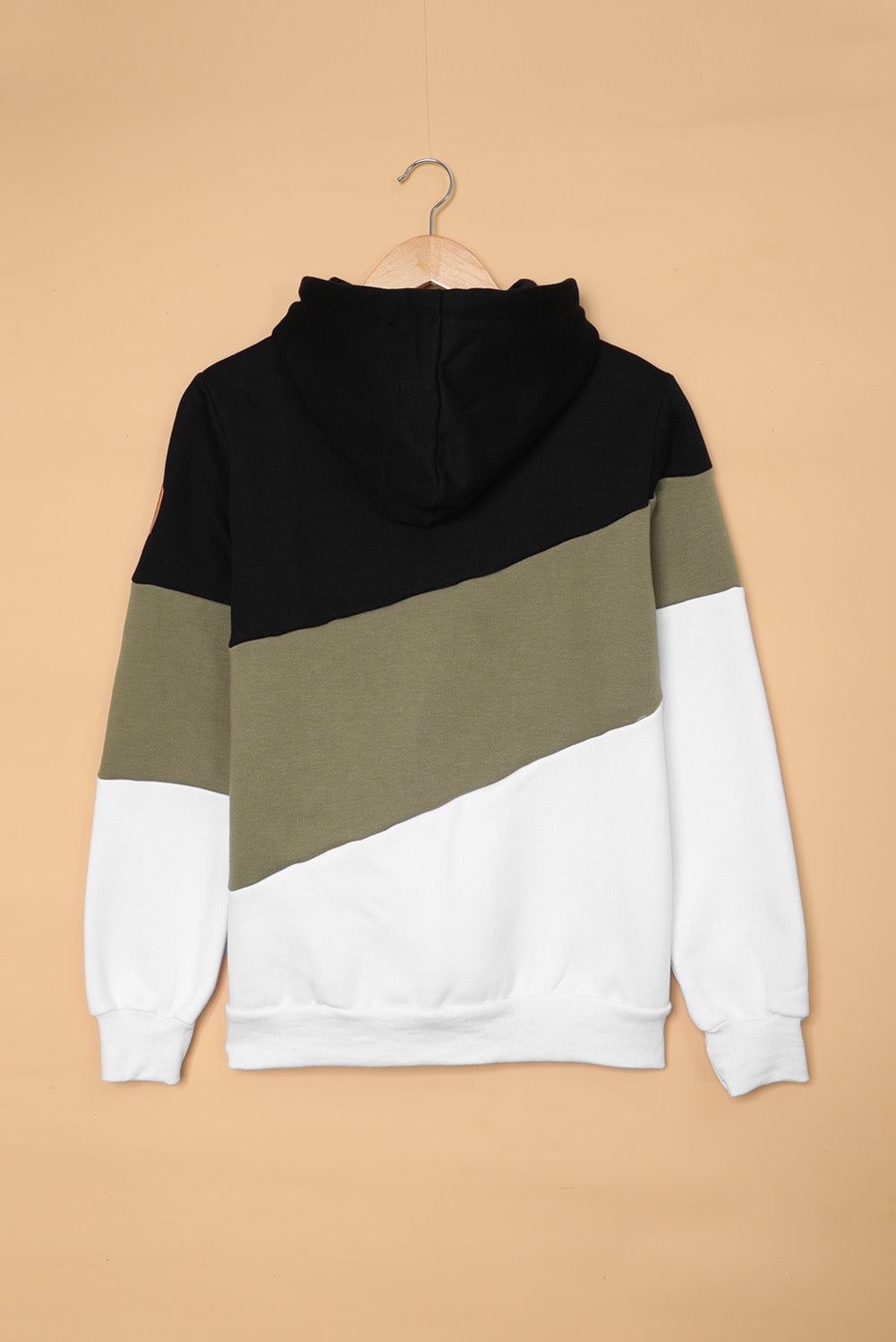 Full Size Range Color Block Cowl Neck Hoodie - Touch Me Textures